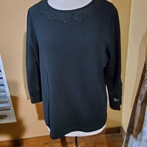 Karl Lagerfeld Black Lace Detail Top